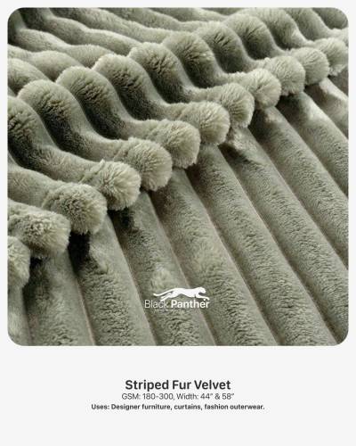 Striped Fur Velvet Fabric 180-300 GSM | 44” & 58” Width | Designer Furniture, Curtains & Outerwear in Surat